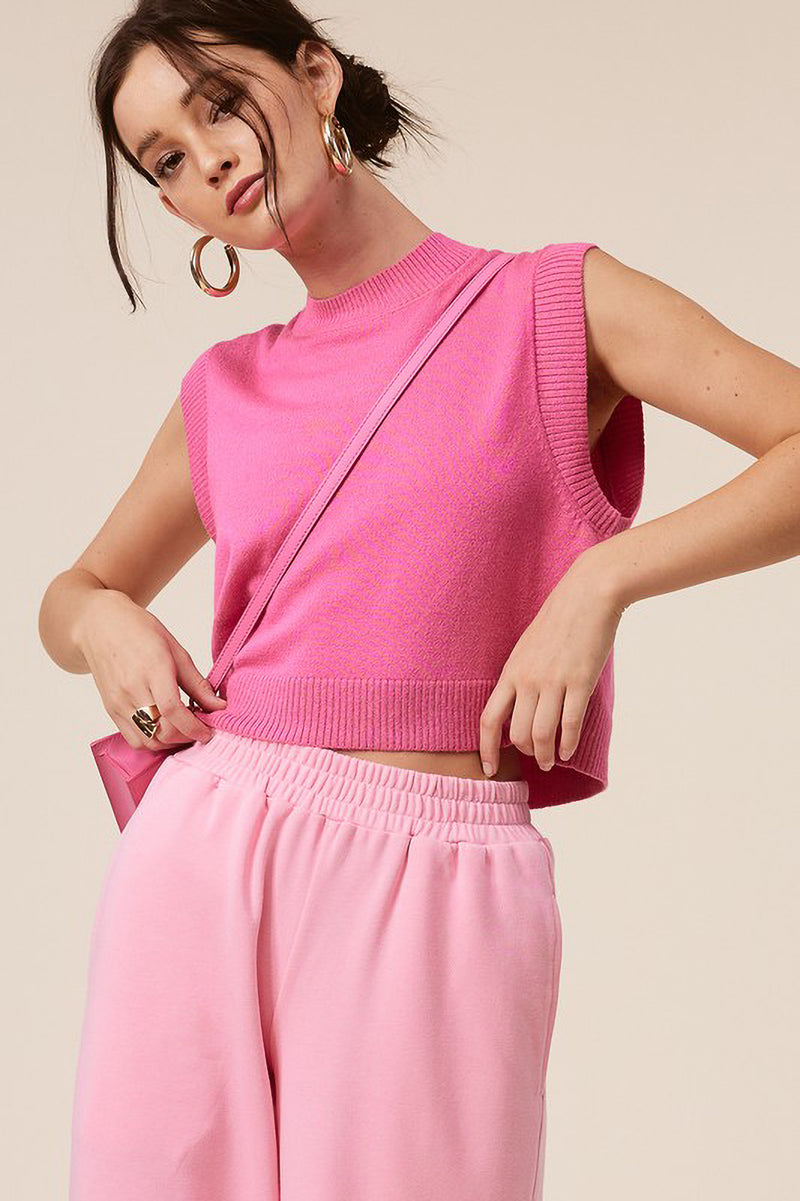 Pink Cropped Sweater Vest