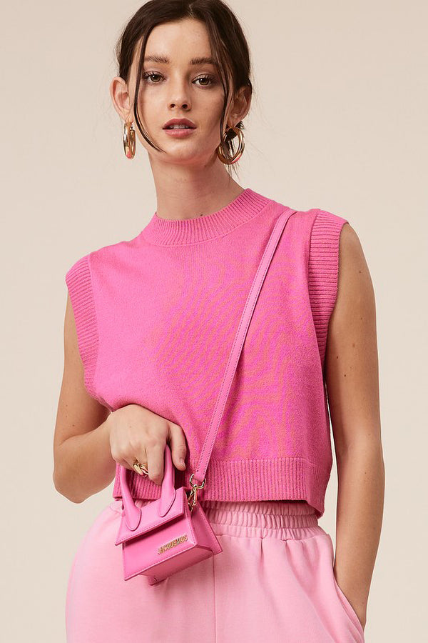 Pink Cropped Sweater Vest