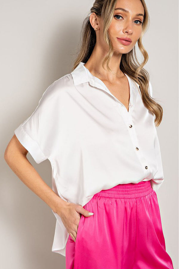 Satin Collared Button Up