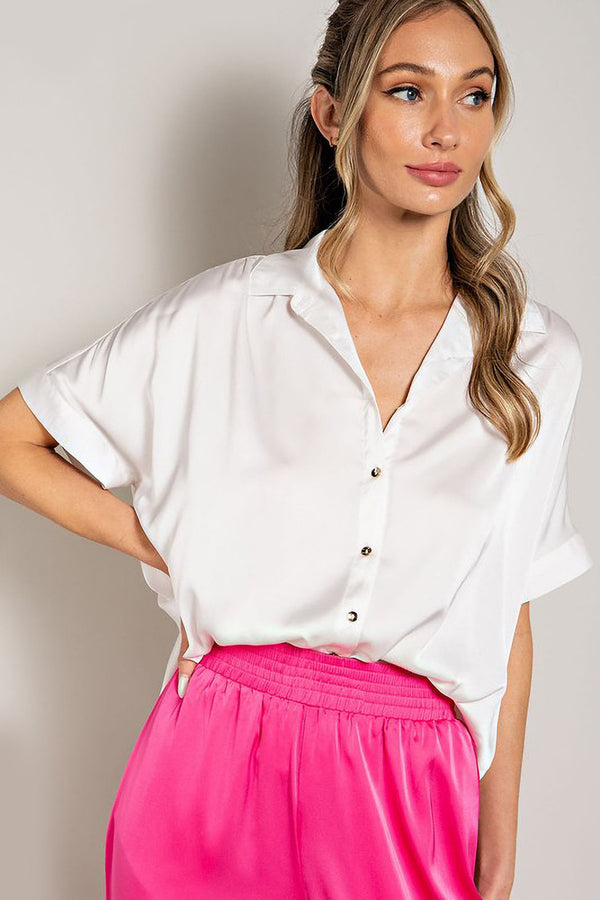 Satin Collared Button Up