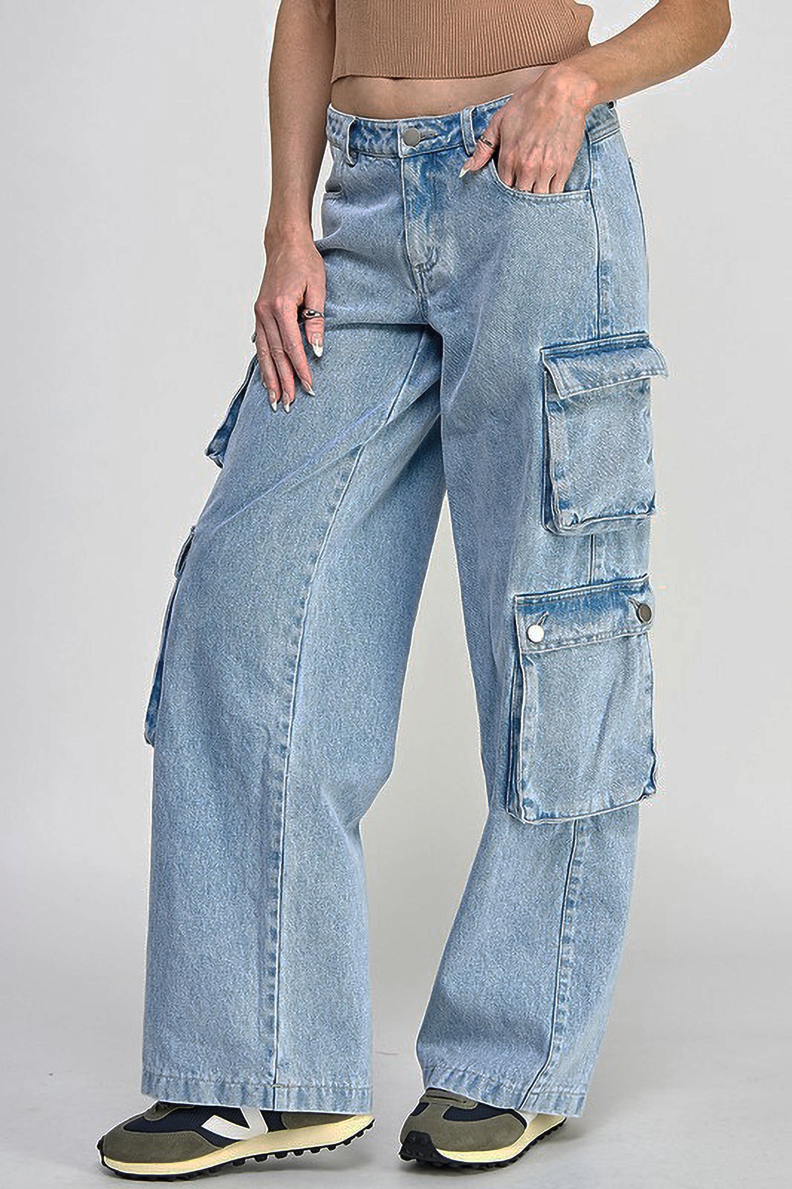 SIMKHAI Axelle Denim Cargo Pants | Saks Fifth Avenue