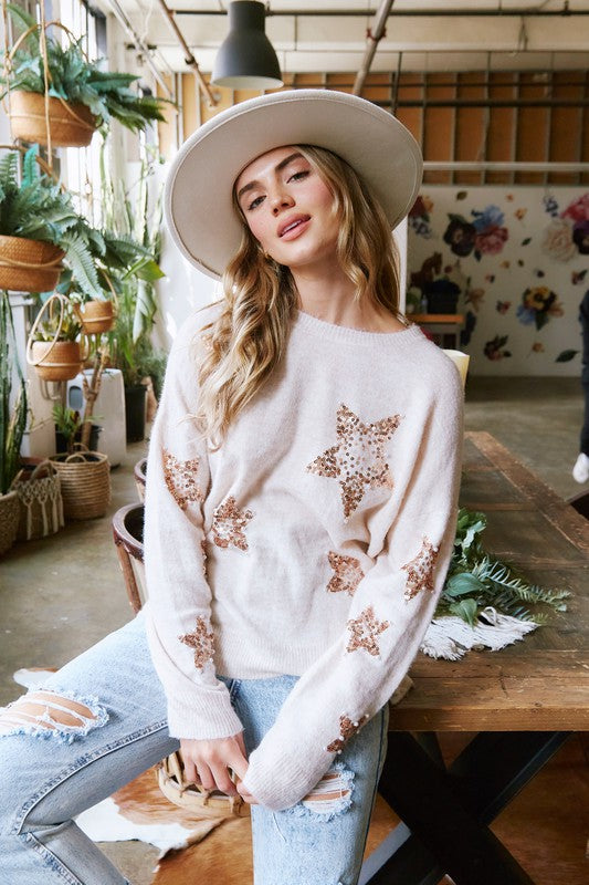 Sequin and Pearl Star Sweater