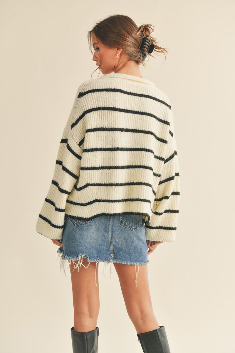 Knit Collared Striped Sweater