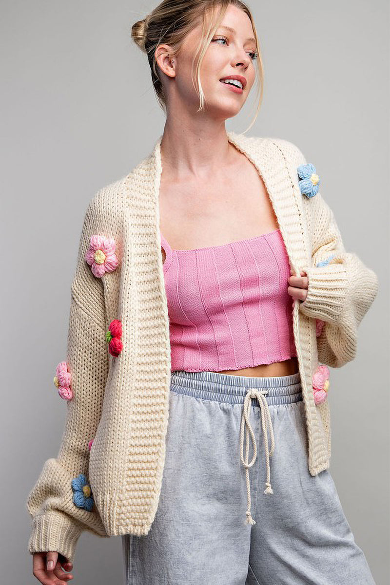 Knit Multi Flower Cardigan