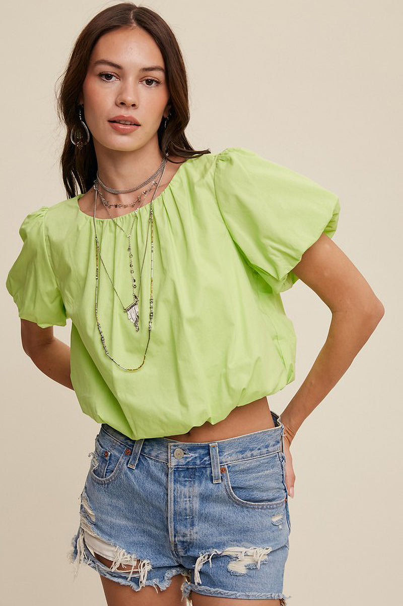 Green Short Sleeve Bubble Top