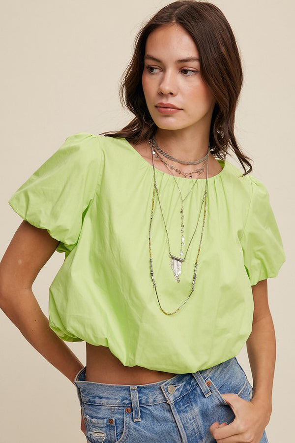 Green Short Sleeve Bubble Top