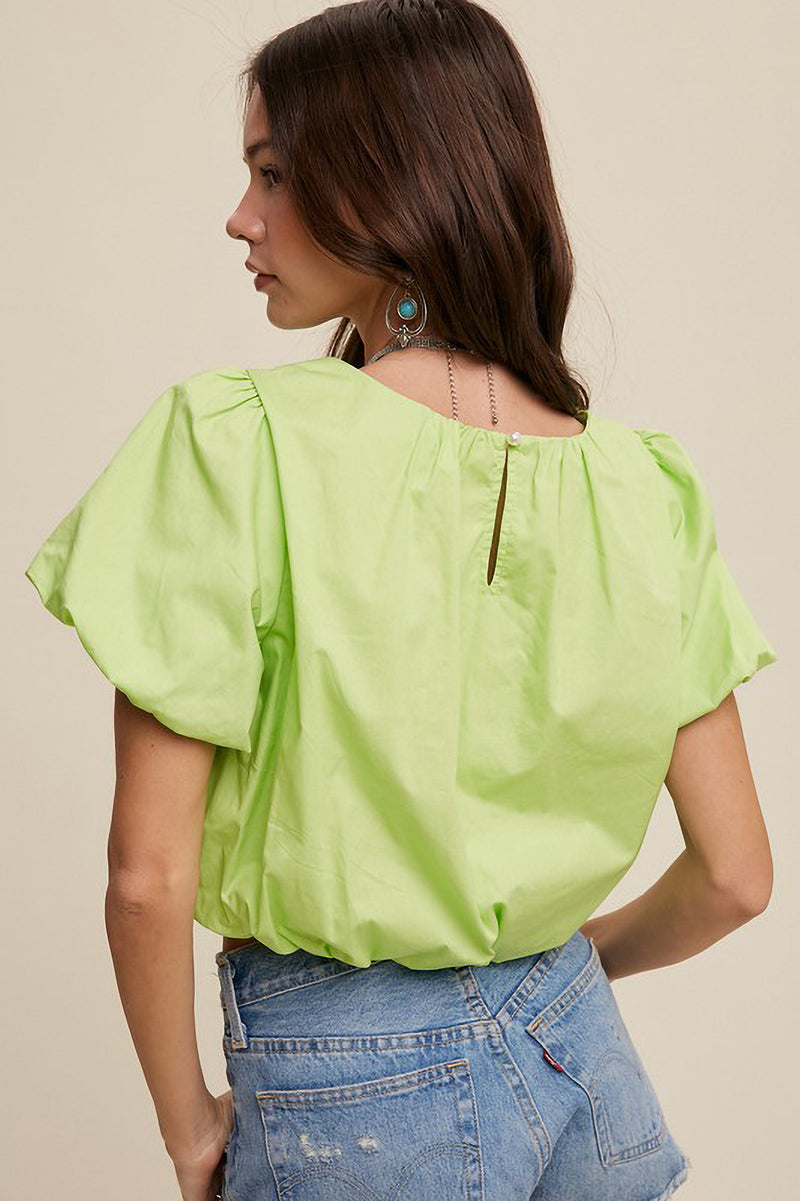 Green Short Sleeve Bubble Top