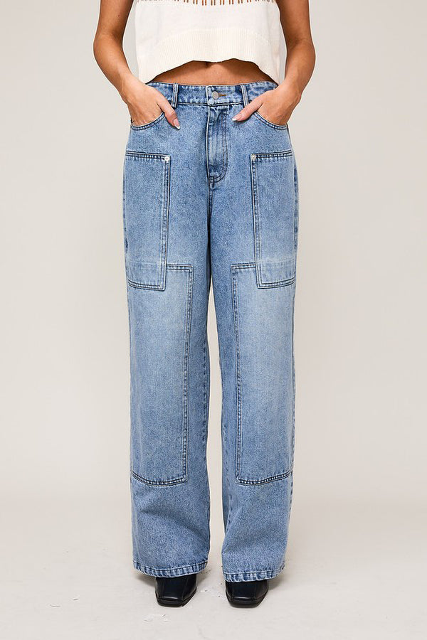 Wide Leg Patch Jeans