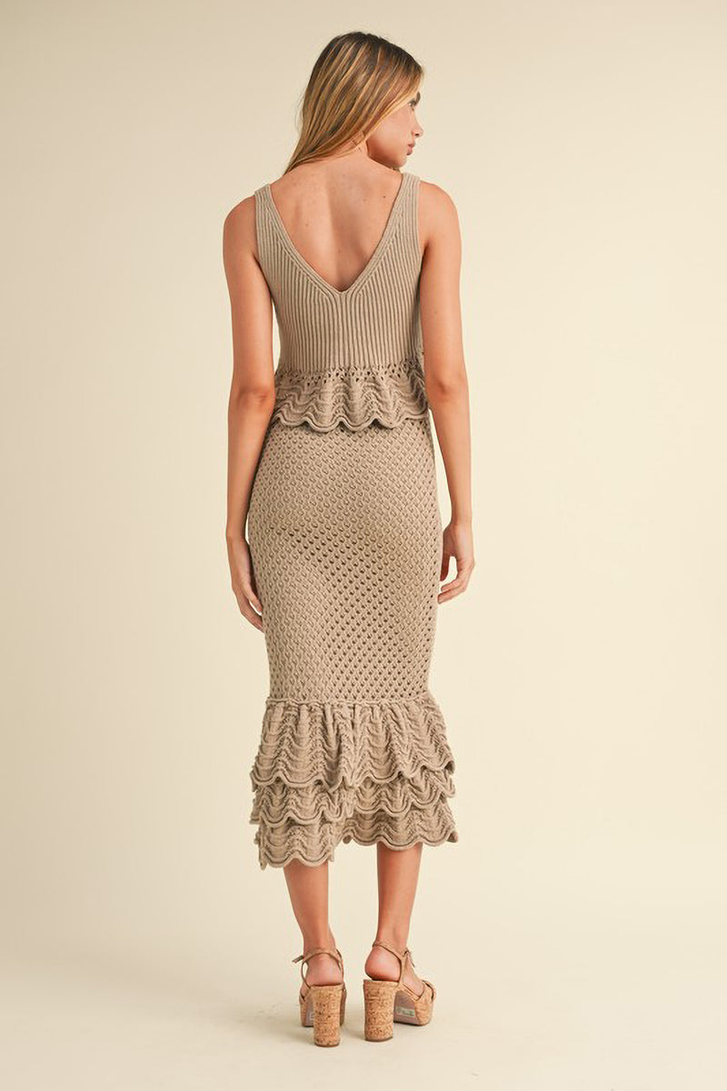 Crochet Ruffle Top and Skirt Set