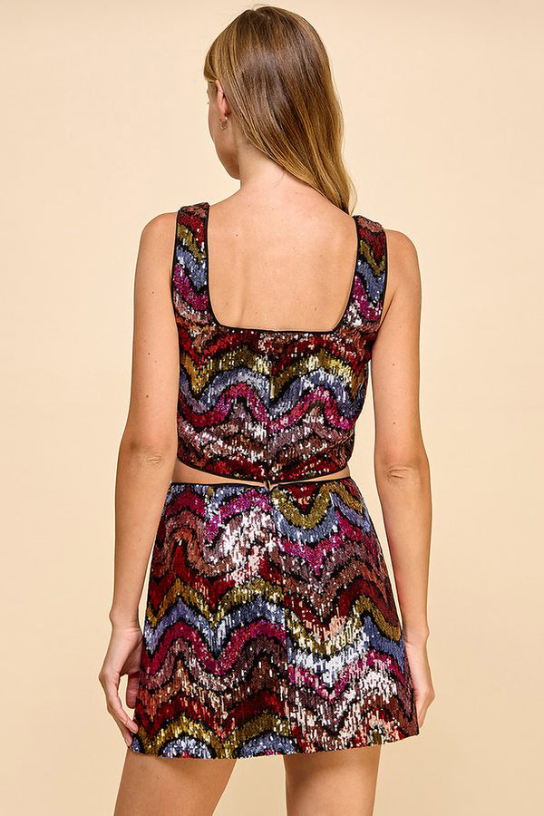 Multi Sequin Mini Skirt