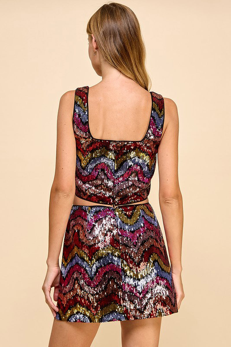 Multi Sequin Mini Skirt