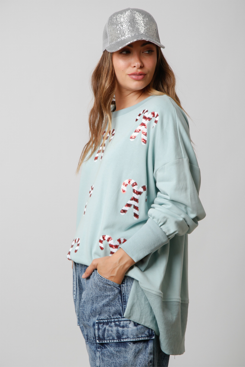 Sequin Candy Cane Top