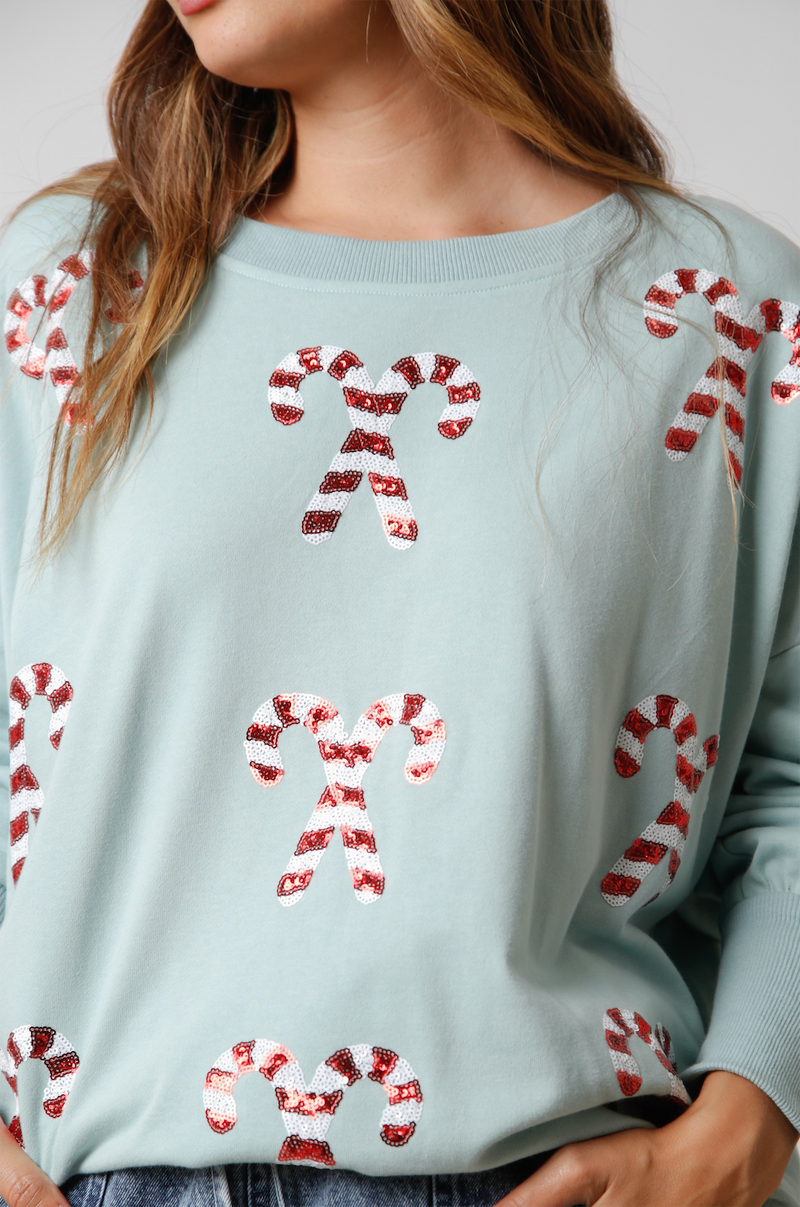 Sequin Candy Cane Top