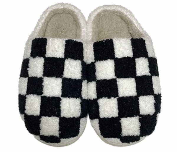 Black and White Checkered Slippers