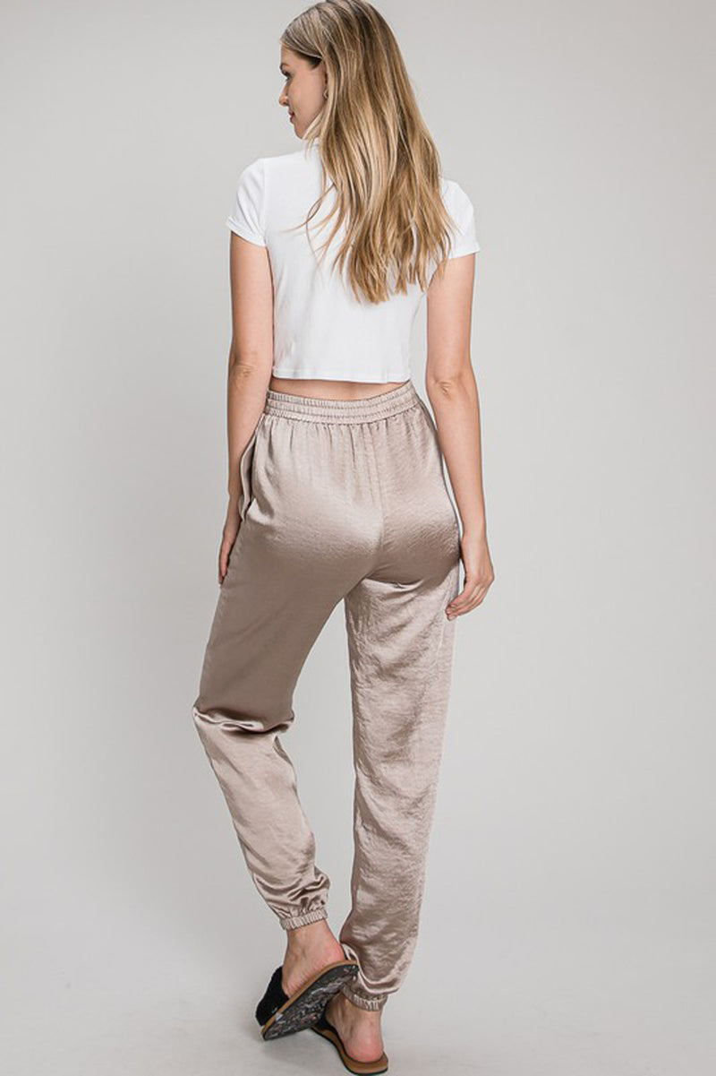 Satin store joggers women