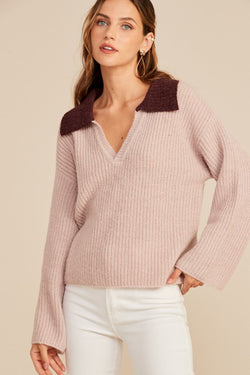 V-Neck Collared Sweater