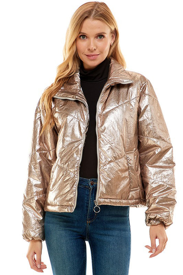 Metallic Puffer Jacket