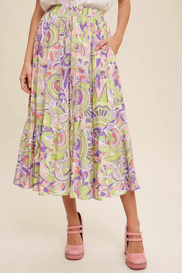 Printed Tiered Maxi Skirt