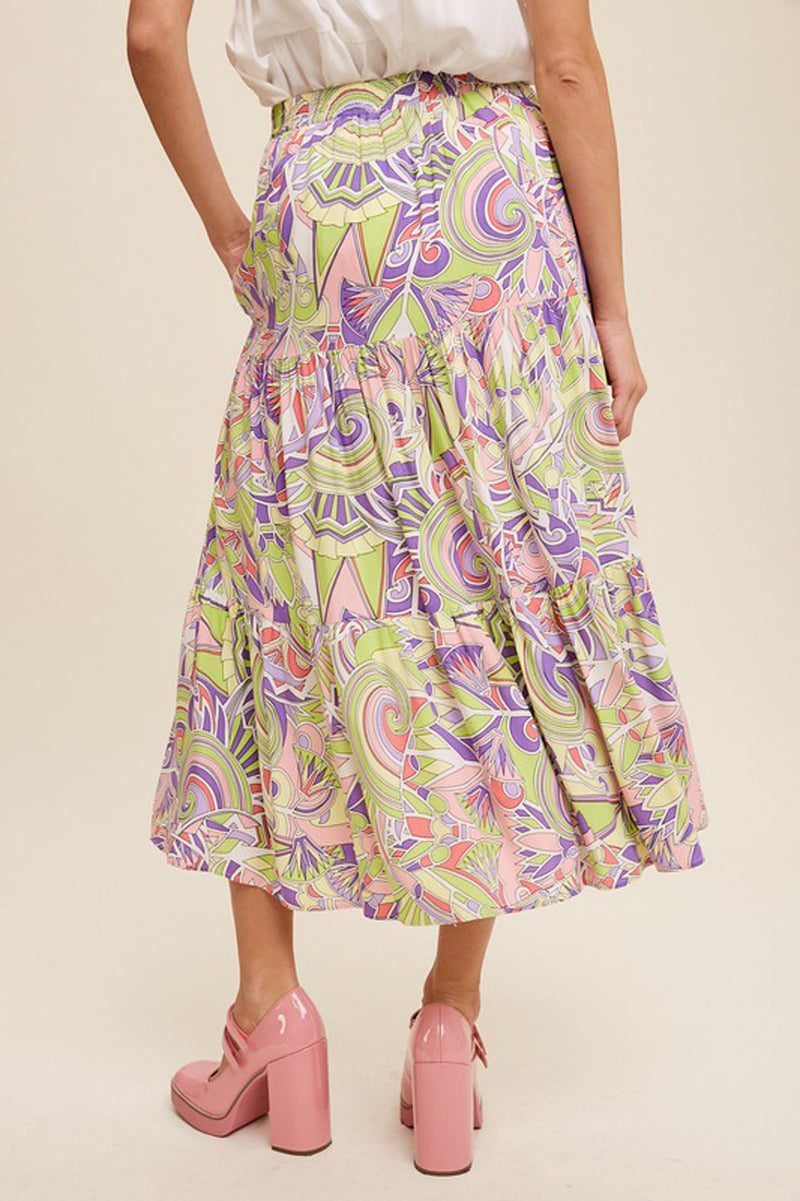 Printed Tiered Maxi Skirt