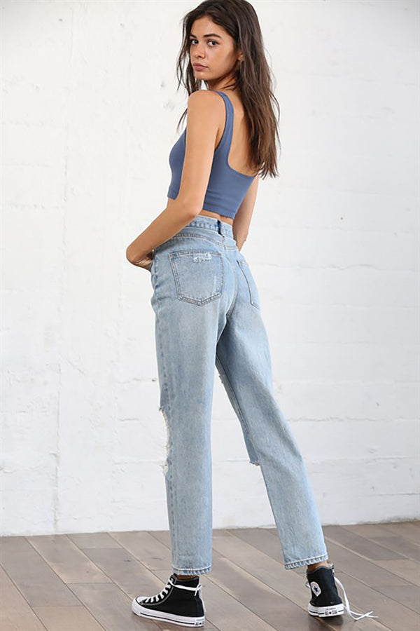 Distressed High Waisted Boyfriend Jeans