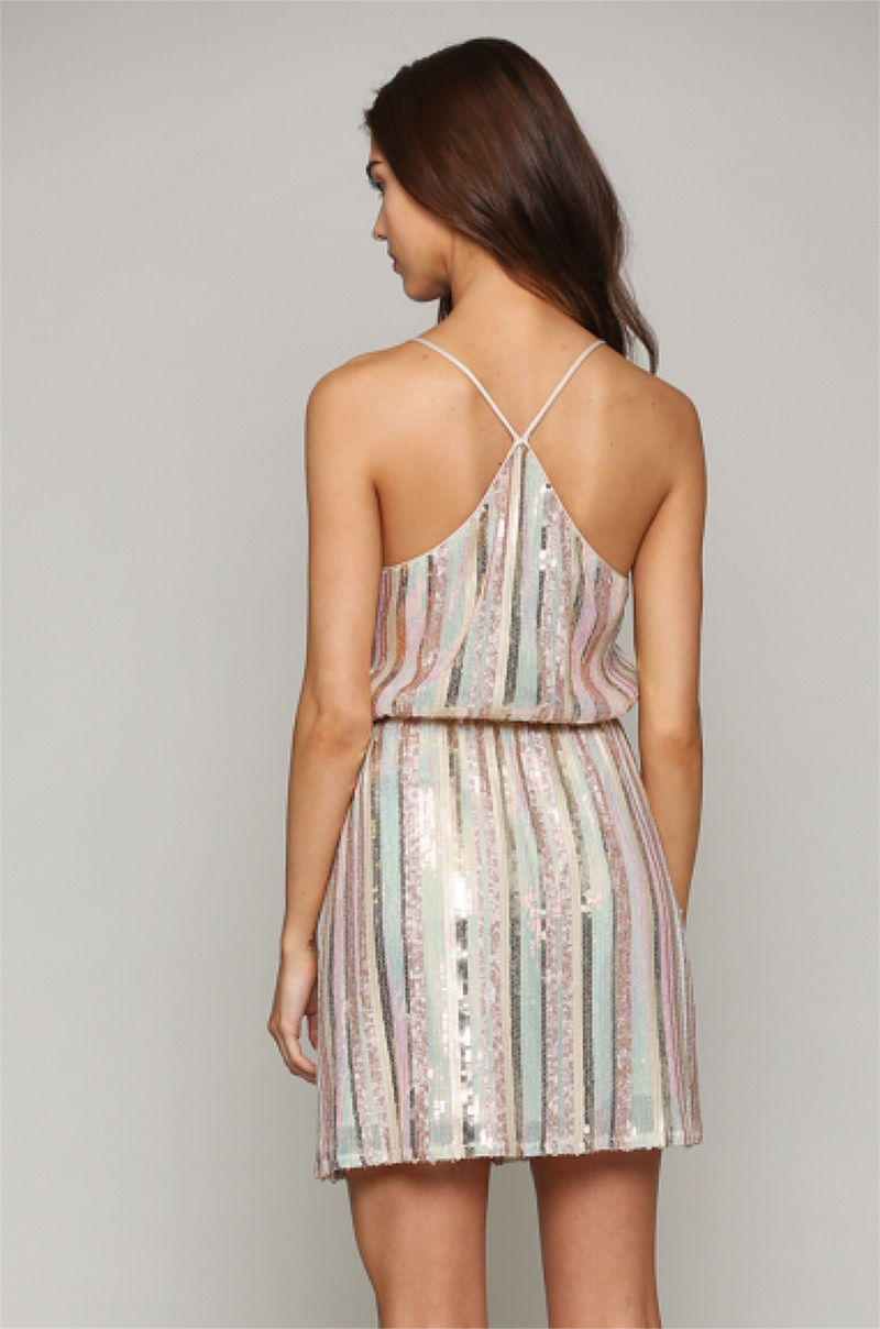 Stripe Sequin Cami Dress